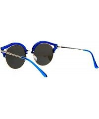 Round Womens Fashion Sunglasses Round Circle Accent Top Mirror Lens - Blue - CN187SGCMQA $11.86