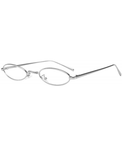 Oval Small Oval Frame Retro Sunglasses - 80's & 90's Style UNISEX - Silver Frame /Clear Lens - CV18XQGKDEG $8.76