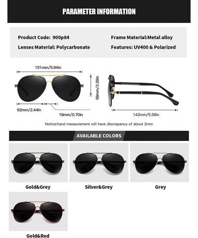 Aviator Men Polarized Aviator Sunglasses Premium Military Style Classic Driving 90084 - Gold Grey - C218X895ZEW $14.97