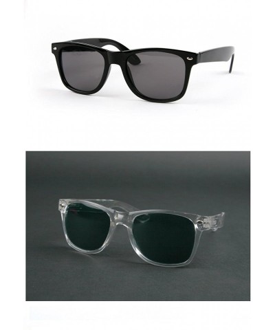 Wayfarer Colorful Wayfarer Retro Style Sunglasses P713 Spring Hinge (Mid-Large Size) - 2 Pcs Black & Clearsmoke - C811WWTAFLR...