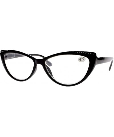Cat Eye Women Fashion Rhinestone Cat Eye Reading Glasses Eyewears - Black - CO192TZGYOT $17.78