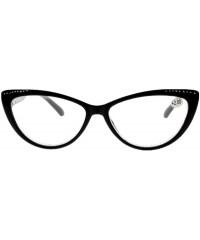 Cat Eye Women Fashion Rhinestone Cat Eye Reading Glasses Eyewears - Black - CO192TZGYOT $11.45