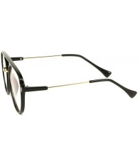 Oversized Classic Oversized Aviator Sunglasses Clear Lenses - Glossy Black & Silver Frame - CB18ZEZCK8X $8.89