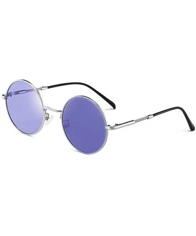 Round Photochromic Sunglasses Men Vintage Small Round discoloration Polarized Sun glasses Women's Fashion New - Purple - CB18...