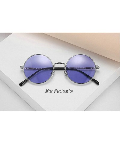 Round Photochromic Sunglasses Men Vintage Small Round discoloration Polarized Sun glasses Women's Fashion New - Purple - CB18...