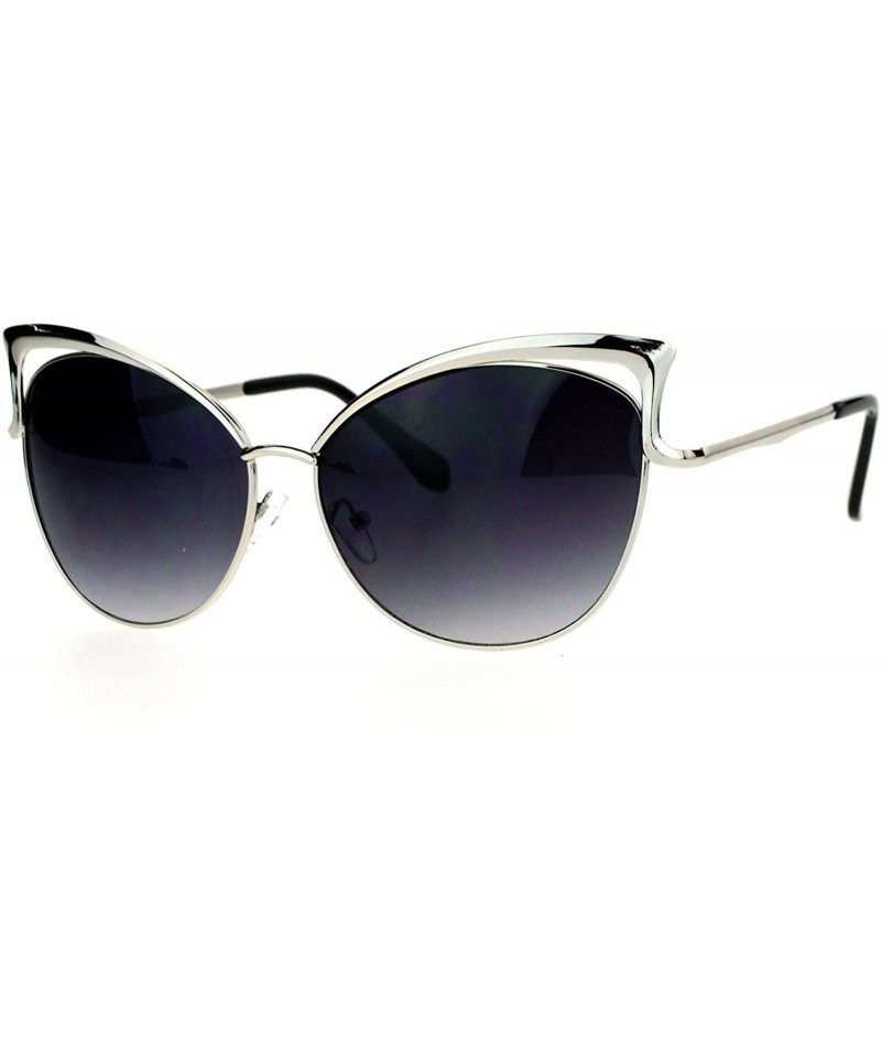 Cat Eye Womens Metal Lightening Bolt Eyebrow Cat Eye Sunglasses - Silver - C712EFCQW3T $14.09