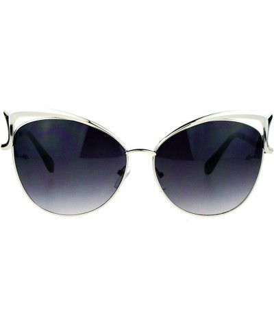 Cat Eye Womens Metal Lightening Bolt Eyebrow Cat Eye Sunglasses - Silver - C712EFCQW3T $14.09