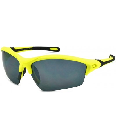 Semi-rimless Men's Half Rim Sports Sunglasses with Flash Mirror Lens 570060/FM - Matte Yellow - CJ1271CG555 $19.64