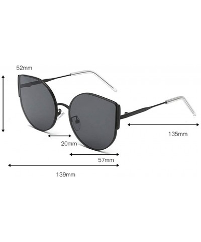 Cat Eye Cat Eye Sunglasses for Men/Women Metal Sunglasses Driving Sun Glasses Lightweight Oversized Sunglasses - Black - C419...