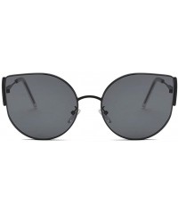 Cat Eye Cat Eye Sunglasses for Men/Women Metal Sunglasses Driving Sun Glasses Lightweight Oversized Sunglasses - Black - C419...