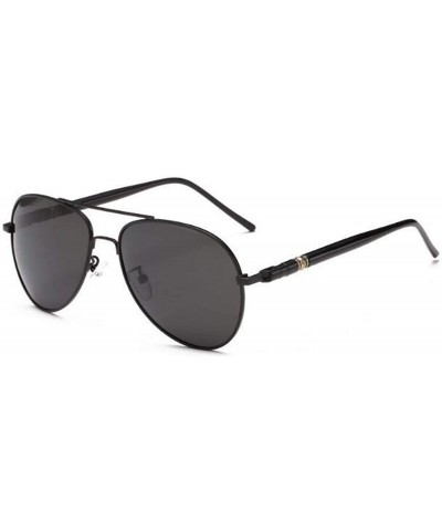Aviator Classic Style Men Women Aviator Sunglasses Polarized Metal Mirror209 - Black - CQ18K5Z3C3L $19.33