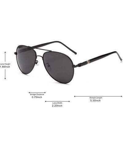 Aviator Classic Style Men Women Aviator Sunglasses Polarized Metal Mirror209 - Black - CQ18K5Z3C3L $12.28
