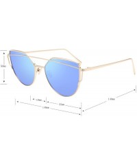 Oval Cat Eye Mirrored Flat Lenses Fashion Metal Frame Women Sunglasses LS7805 - Silver Frame Sky Blue Lenses - CT183CM9N8Y $1...