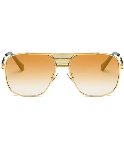 Square Retro Oversized Pilot Sunglasses For Men Women Unisex Metal Frame - Gold - CH185U73KGW $17.41