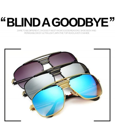 Square Retro Oversized Pilot Sunglasses For Men Women Unisex Metal Frame - Gold - CH185U73KGW $17.41