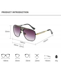 Square Retro Oversized Pilot Sunglasses For Men Women Unisex Metal Frame - Gold - CH185U73KGW $17.41