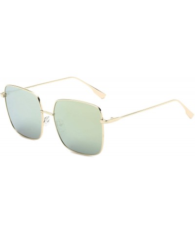 Square Women Fashion Metal Classic Square Flat Lens UV Protection Sunglasses - Peach - CV18WU8UGIS $37.73