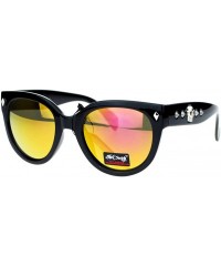 Butterfly Skull Studded Womens Sunglasses Round Butterfly Fashion Eyewear - Black - CP122KUQFFX $9.96