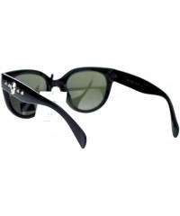 Butterfly Skull Studded Womens Sunglasses Round Butterfly Fashion Eyewear - Black - CP122KUQFFX $9.96