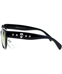 Butterfly Skull Studded Womens Sunglasses Round Butterfly Fashion Eyewear - Black - CP122KUQFFX $9.96