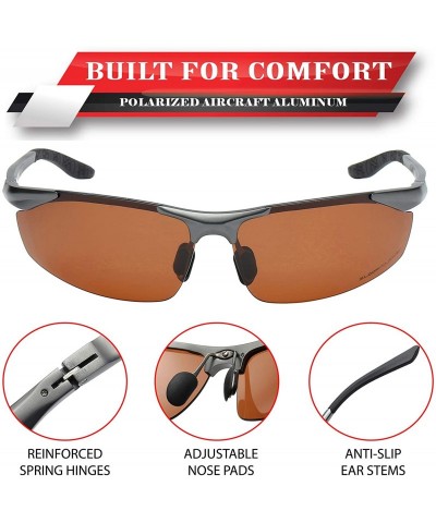 Rimless Polarized Rectangular Al-Mg Metal Half Frame Driving Sport Sunglasses For Men - CX18HM9ICLK $32.42