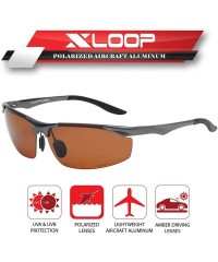 Rimless Polarized Rectangular Al-Mg Metal Half Frame Driving Sport Sunglasses For Men - CX18HM9ICLK $32.42