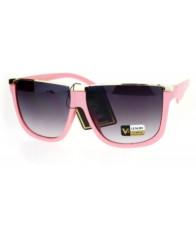 Rectangular Womens Flat Top Mob Rectangular Metal Bridge Diva Fashion Plastic Sunglasses - Pink Gold - CB12NRGKTPP $23.06