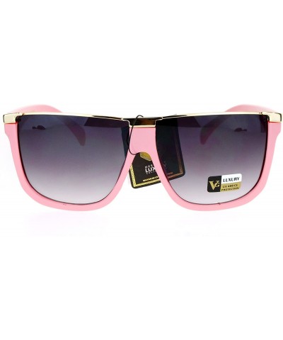 Rectangular Womens Flat Top Mob Rectangular Metal Bridge Diva Fashion Plastic Sunglasses - Pink Gold - CB12NRGKTPP $11.53