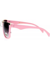 Rectangular Womens Flat Top Mob Rectangular Metal Bridge Diva Fashion Plastic Sunglasses - Pink Gold - CB12NRGKTPP $11.53