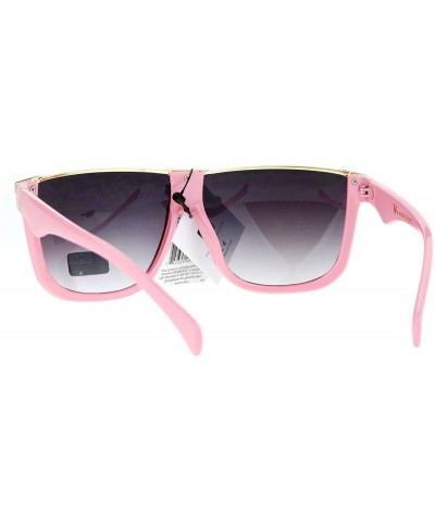 Rectangular Womens Flat Top Mob Rectangular Metal Bridge Diva Fashion Plastic Sunglasses - Pink Gold - CB12NRGKTPP $11.53