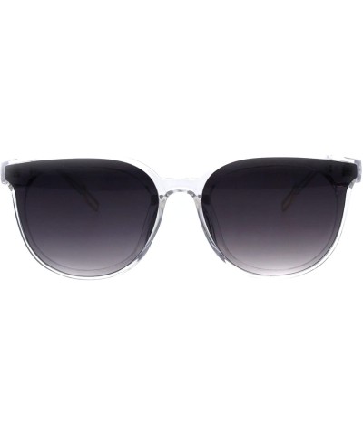 Rectangular Womens Boyfriend Style Chic Panel Lens Horn Rim Plastic Sunglasses - Clear Smoke - CH18GLWMWTE $8.55