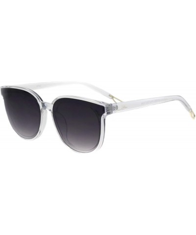 Rectangular Womens Boyfriend Style Chic Panel Lens Horn Rim Plastic Sunglasses - Clear Smoke - CH18GLWMWTE $8.55