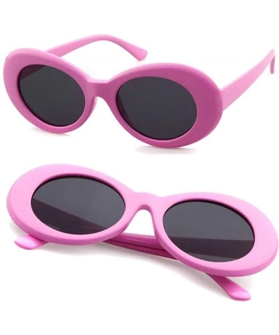 Oversized Retro Clout Goggles Oval Sunglasses Mod Thick Frame Kurt Cobain - Pink - CY1887077YR $19.65