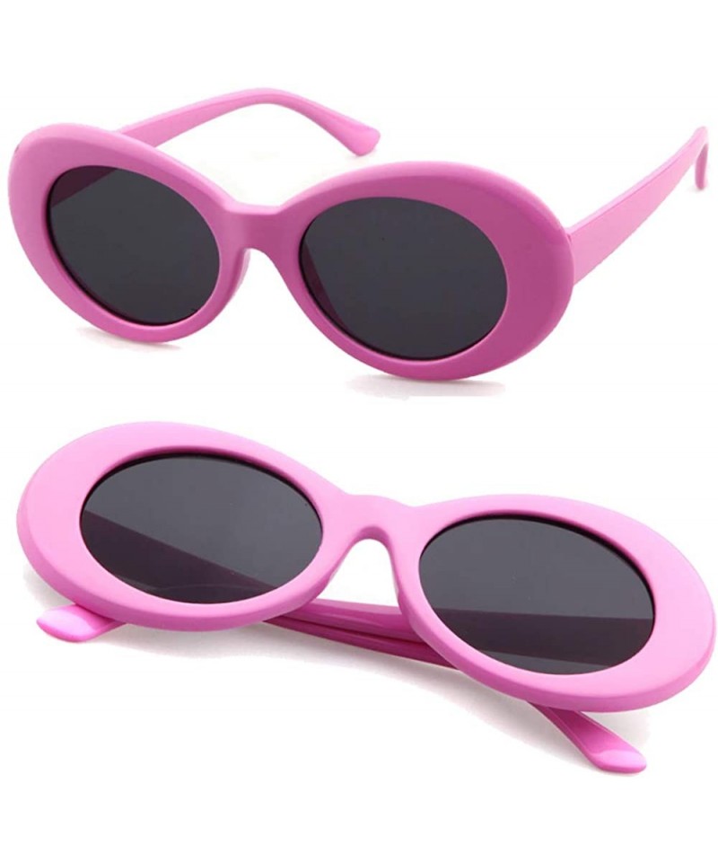 Oversized Retro Clout Goggles Oval Sunglasses Mod Thick Frame Kurt Cobain - Pink - CY1887077YR $12.41