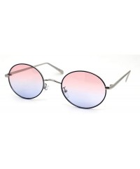 Oval Womens Oval Round Dad Shade Metal Rim Retro Sunglasses - Silver Blue Pink Blue - CX18AH8YI44 $10.50