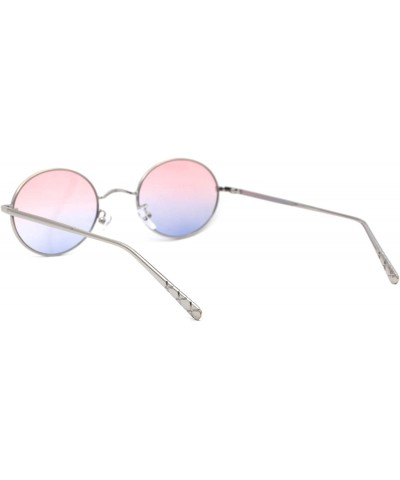 Oval Womens Oval Round Dad Shade Metal Rim Retro Sunglasses - Silver Blue Pink Blue - CX18AH8YI44 $10.50