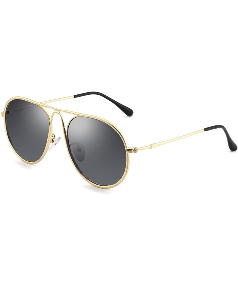 Aviator Sunglasses Rectangular Unbreakable - Gold/Smoke - C118EYQTSLI $10.83