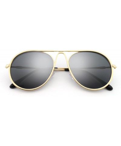 Aviator Sunglasses Rectangular Unbreakable - Gold/Smoke - C118EYQTSLI $10.83