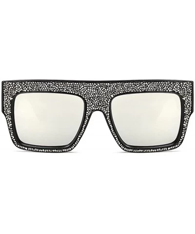 Goggle Womens Fashion Trendy Oversized Sunglasses Metal Hollow Cut Out - Silver White Silver - CZ18DUI8RLS $26.49