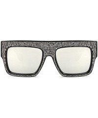Goggle Womens Fashion Trendy Oversized Sunglasses Metal Hollow Cut Out - Silver White Silver - CZ18DUI8RLS $16.51