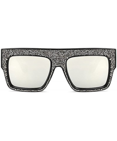 Goggle Womens Fashion Trendy Oversized Sunglasses Metal Hollow Cut Out - Silver White Silver - CZ18DUI8RLS $16.51