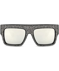 Goggle Womens Fashion Trendy Oversized Sunglasses Metal Hollow Cut Out - Silver White Silver - CZ18DUI8RLS $16.51