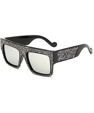 Goggle Womens Fashion Trendy Oversized Sunglasses Metal Hollow Cut Out - Silver White Silver - CZ18DUI8RLS $16.51