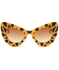 Cat Eye Womens Cat Eye Retro Eyewear Oversized Bold Rim Round Cateye Sunglasses - Yellow Leopard Gradient Tea - CY18E32CKCL $...