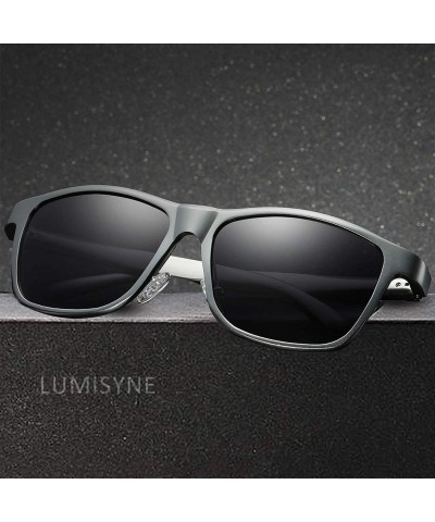 Sport Sunglasses Polarized Men Driving Sports Goggles Ultra Light AL-MG Square Metal Frame UV 400 With Sunglasses Case - CO18...