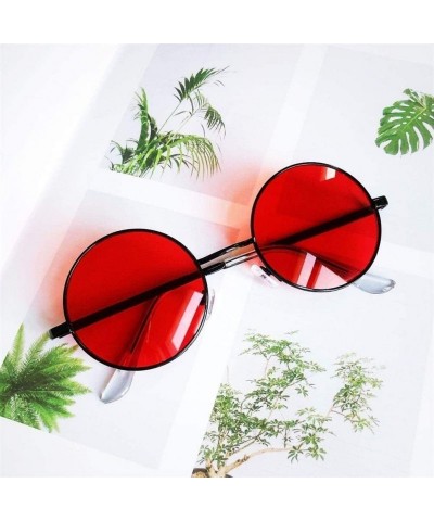 Round Fashion Vintage Sunglasses Luxury Glasses - Pink - CX198G2G30Z $15.17