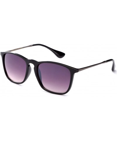 Rectangular Newbee Fashion Classic Unisex Keyhole Fashion Sunglasses with Flash Lens - Matte Black - CB183KQLMRY $17.91