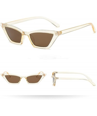 Semi-rimless Vintage Square Shade Women Eyewear Small Cat Eye Sunglasses Classic Stylish Style - G - C2196UCA0Z3 $7.24