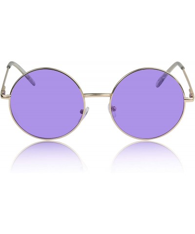 Cat Eye Big Round Sunglasses Retro Circle Tinted Lens Glasses UV400 Protection - 1 Purple Lens Glasses - CS180TTZRN7 $21.67
