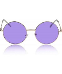 Cat Eye Big Round Sunglasses Retro Circle Tinted Lens Glasses UV400 Protection - 1 Purple Lens Glasses - CS180TTZRN7 $9.00